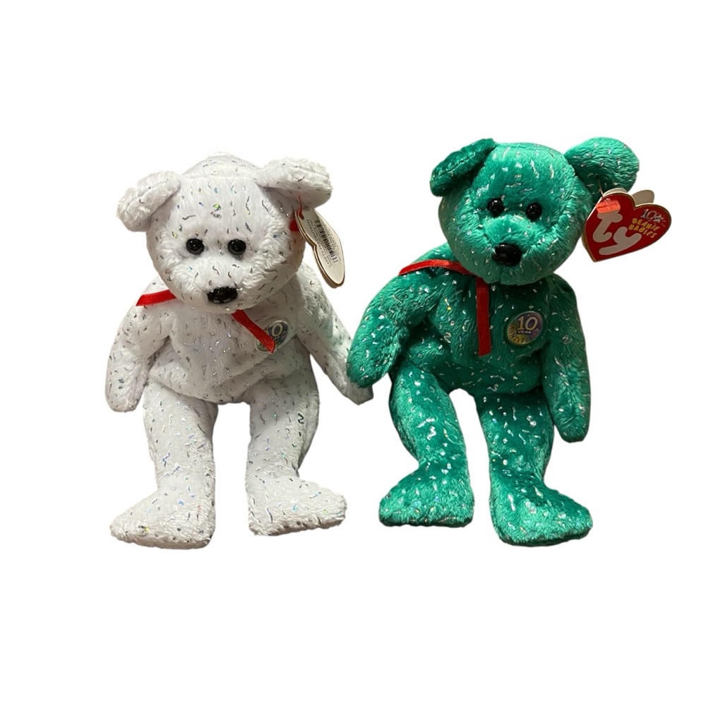 Set of 2 Ty Beanie Babies Decade Bears